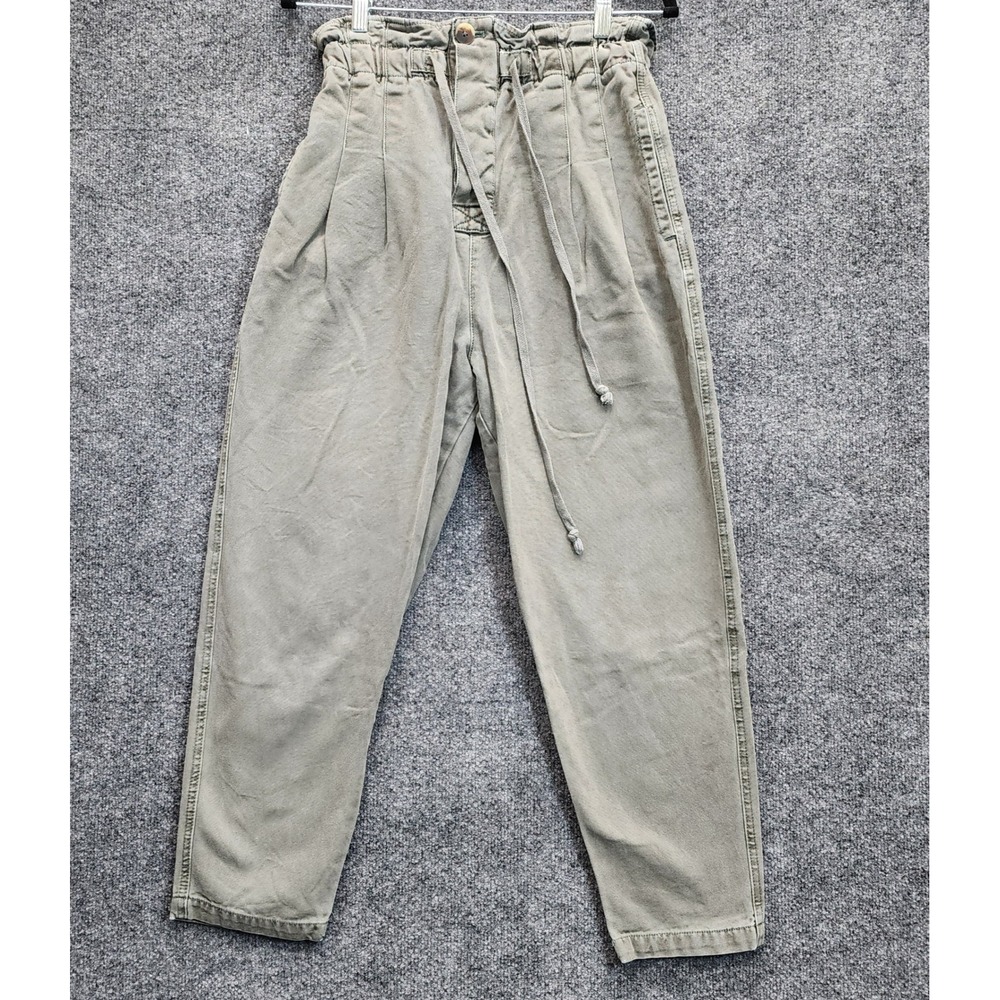 Free People Women's Paperbag Waist High Rise Utility Boho Tapered Pants Size S